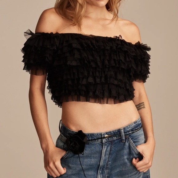 Lucky Brand Tops - Lucky Brand Elegant Black Ruffled Top